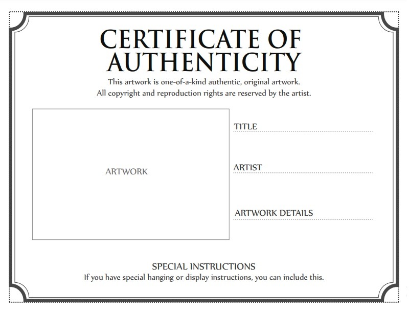 Certificate Of Authenticity Art Template from www.certificatetemplatess.org