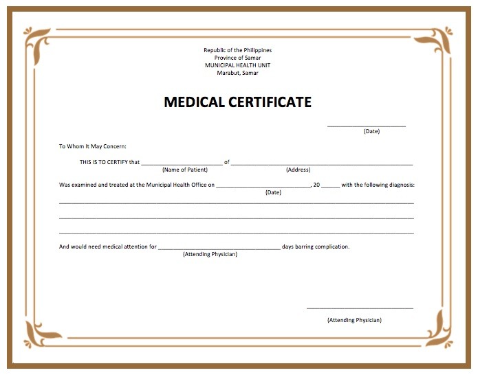 Medical Certificate Template medical certificate template