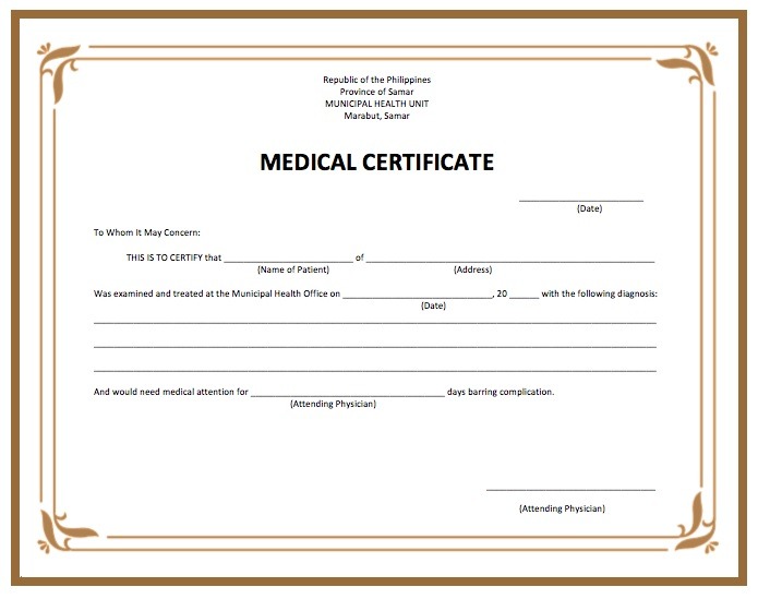 medical certificate template