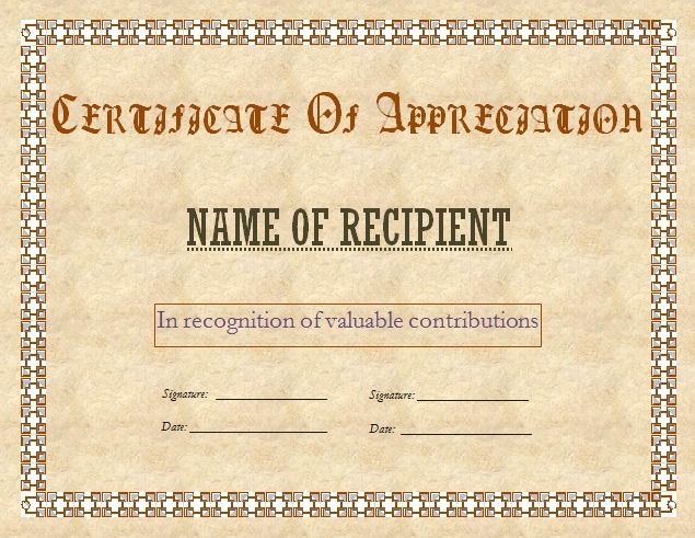 Employee Appreciation Certificate Template