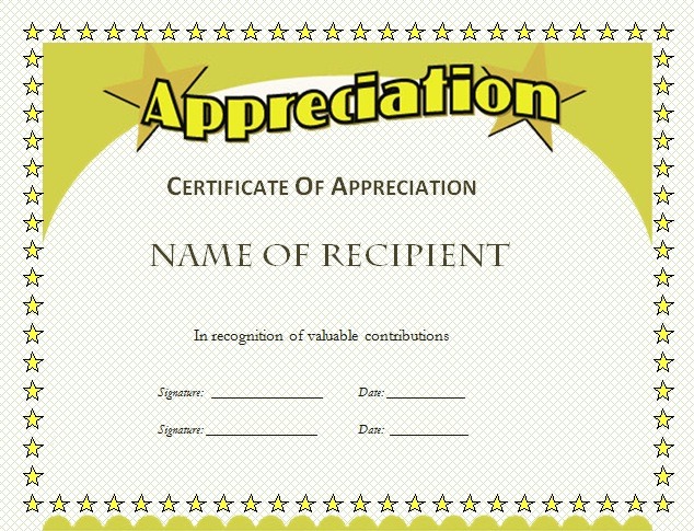 Certificate of Appreciation Template