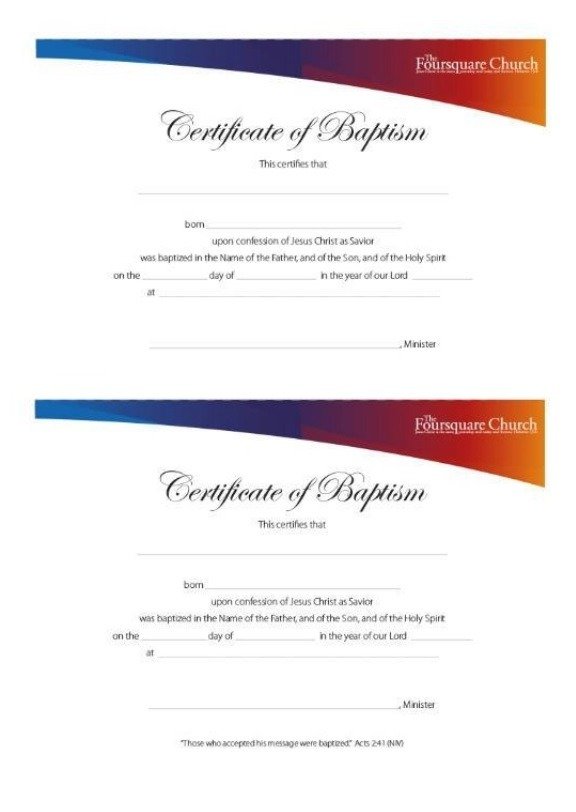Christian Baptism Certificate Template Free Certificate Templates