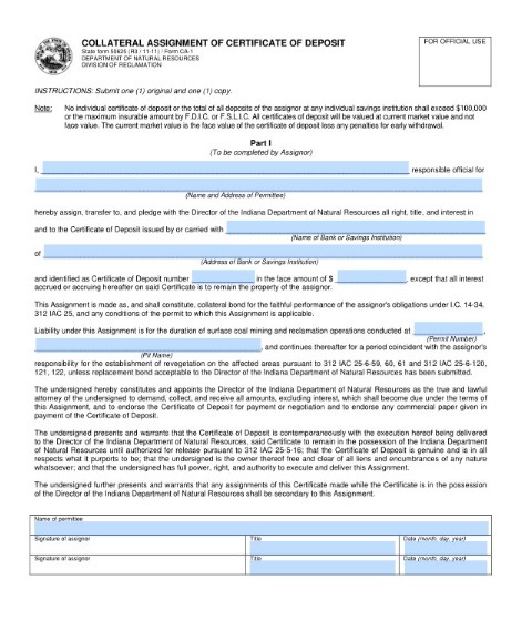 Certificate of Deposit Template