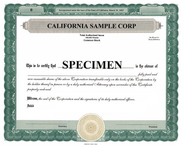 share certificate template