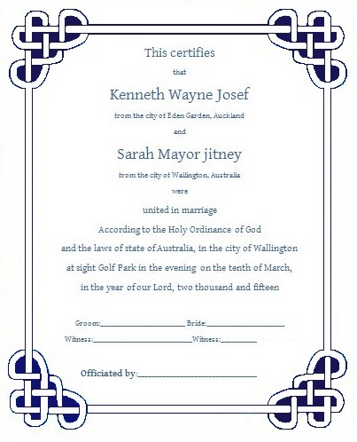 marriage certificate template