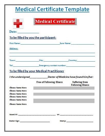 medical certificate template