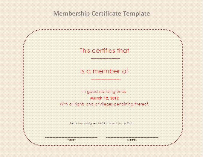Membership Certificate Template