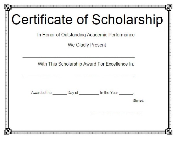 Scholarship Certificate Template