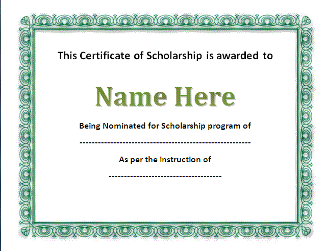 Scholarship Certificate Template