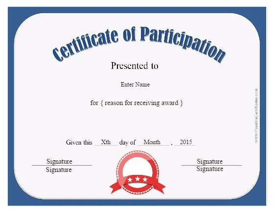 Certificate of Participation template