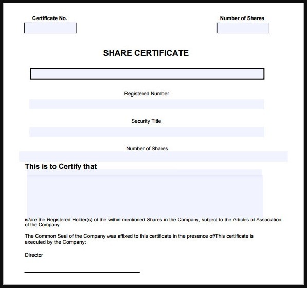 share certificate template