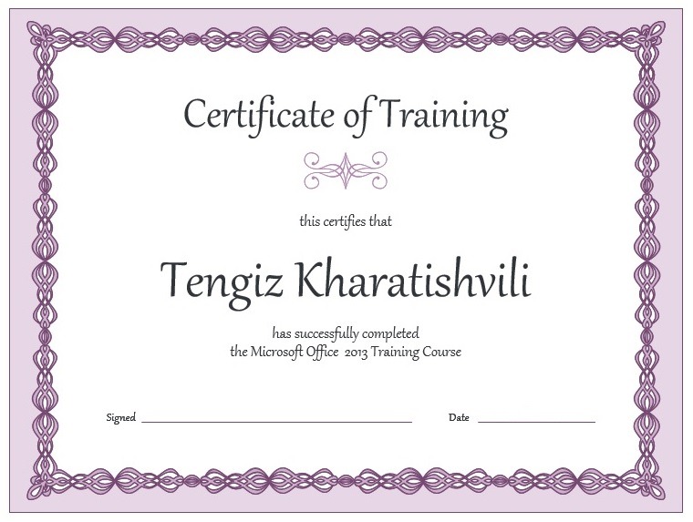 Training Certificate Template