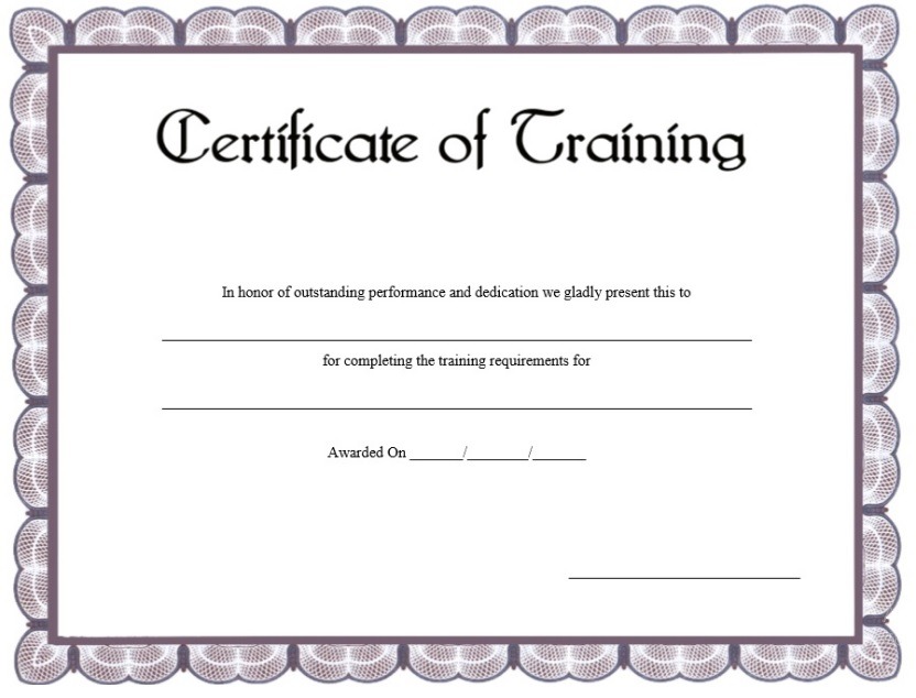 Training Certificate Template