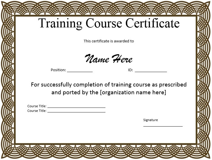 Training Certificate Template