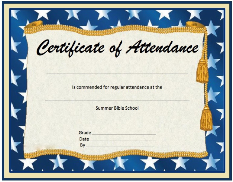 Perfect Attendance Certificate template