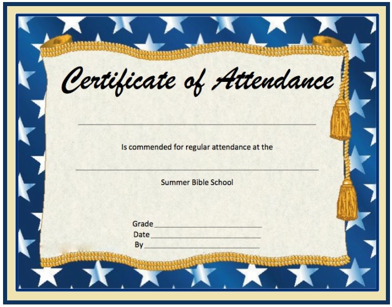 School Attendance Certificate Template