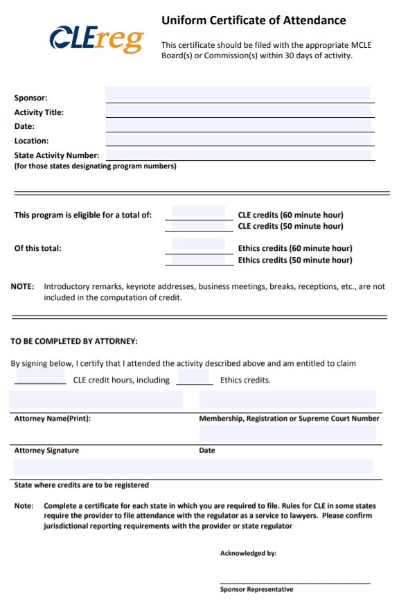 Perfect Attendance Certificate template